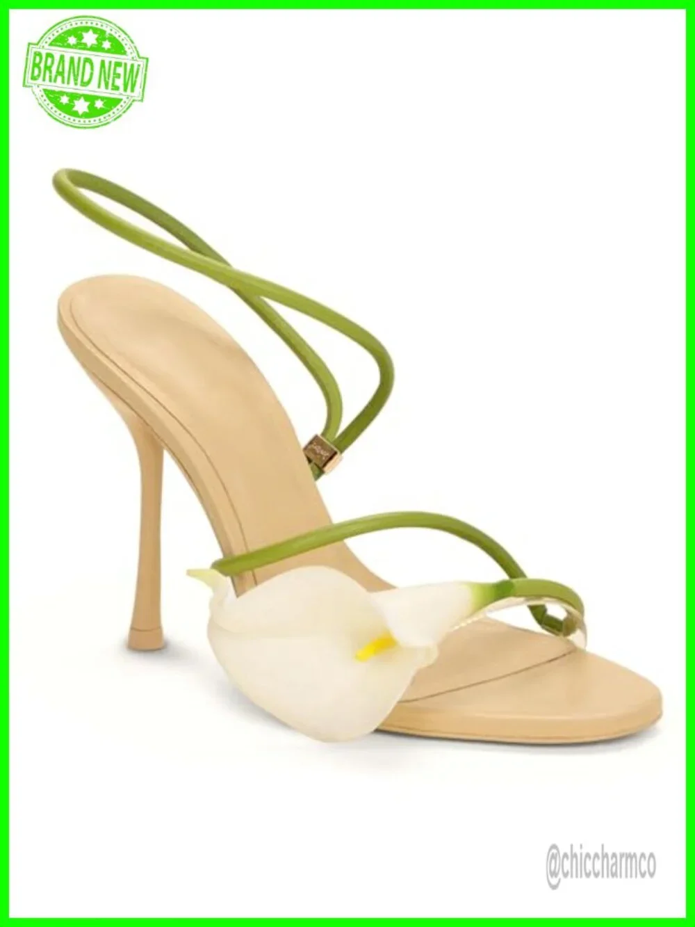 Calla Lily Open Toe Floral Stilettos Heels Strappy Wedding Dressy Sandals